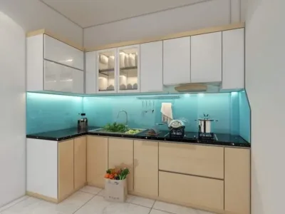 Tủ bếp cánh phủ Acrylic cốt gỗ Thái Lan MDF chống ẩm