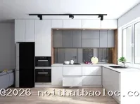 Tủ bếp MDF phủ Melamine: Thiết kế ấn tượng