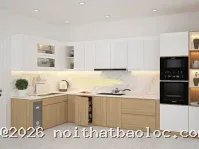 Tủ bếp MDF phủ Melamine: Thiết kế ấn tượng