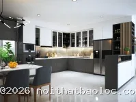Tủ bếp MDF phủ Melamine: Thiết kế ấn tượng