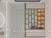 Vách kệ tivi phòng khách và vách ngăn phòng thờ - Ảnh 4