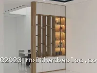 Vách kệ tivi phòng khách và vách ngăn phòng thờ - Ảnh 5