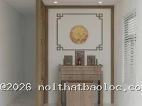 Vách kệ tivi phòng khách và vách ngăn phòng thờ - Ảnh 6