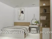 Mẫu phòng ngủ giá 30 triệu gỗ mdf, có giường, tủ áo, bàn trang điểm