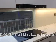 Tủ bếp gỗ cánh Acrylic trắng sáng bóng đẹp - Ảnh 2