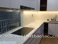 Tủ bếp gỗ cánh Acrylic trắng sáng bóng đẹp - Ảnh 5