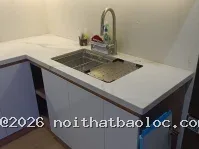 Tủ bếp gỗ cánh Acrylic trắng sáng bóng đẹp - Ảnh 12