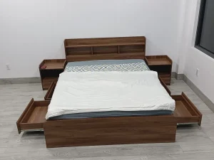 Giường ngủ có ngăn kéo và tab đầu giường