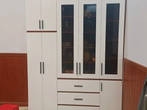 Tủ gỗ đa năng phối cánh kính khung gỗ